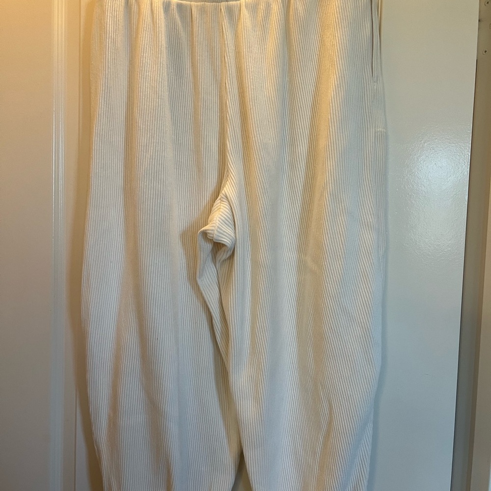 Free People Beach Ribbed White Cropped Pants